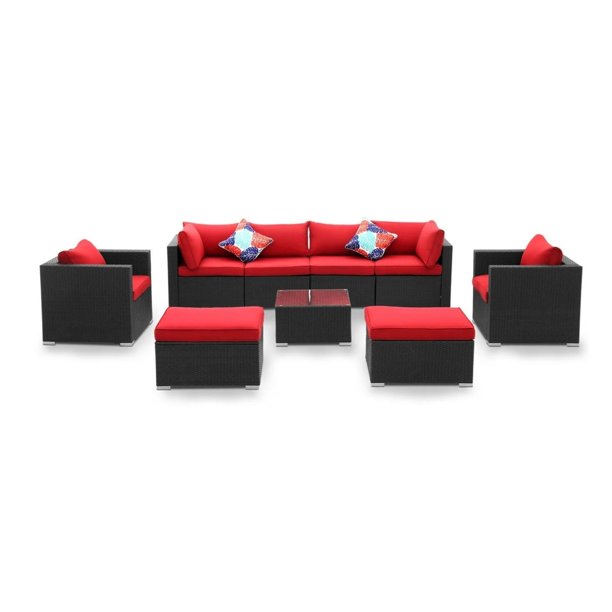 6-Piece Outdoor Conversation Set (Black & Red)