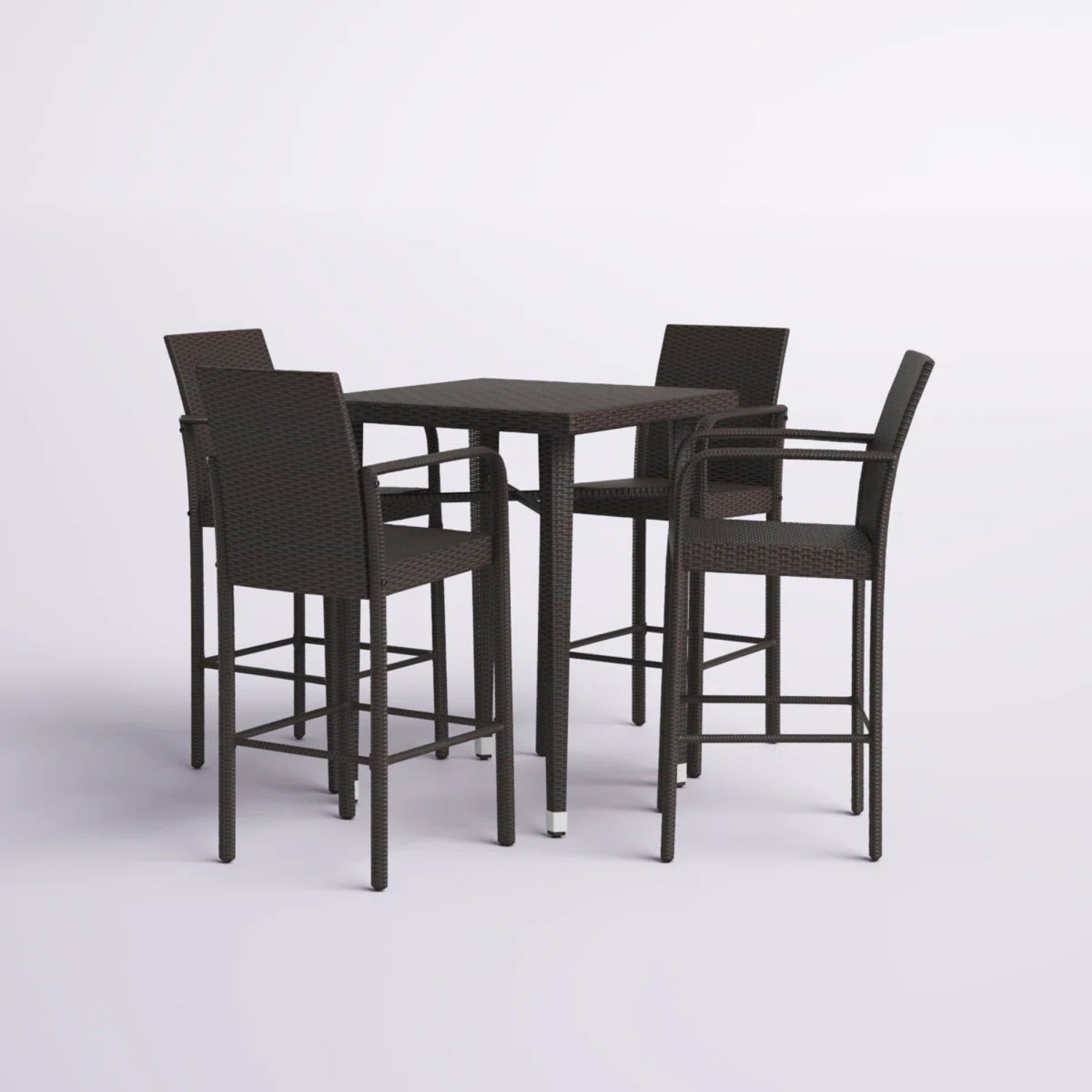 5-Piece Outdoor Rattan Wicker Bar Set with Wicker Top Table