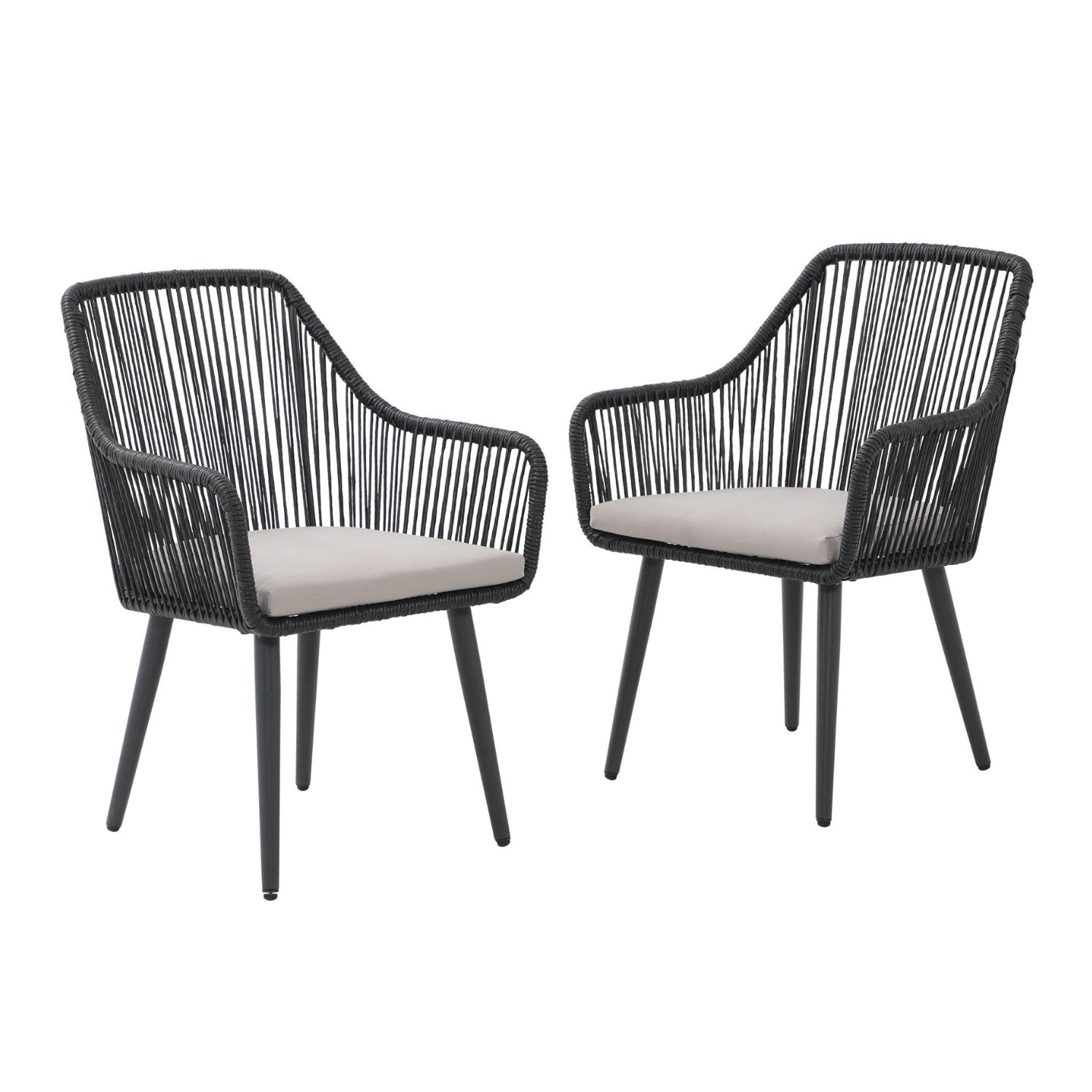 2-Piece Outdoor Rope Patio Dining Chairs