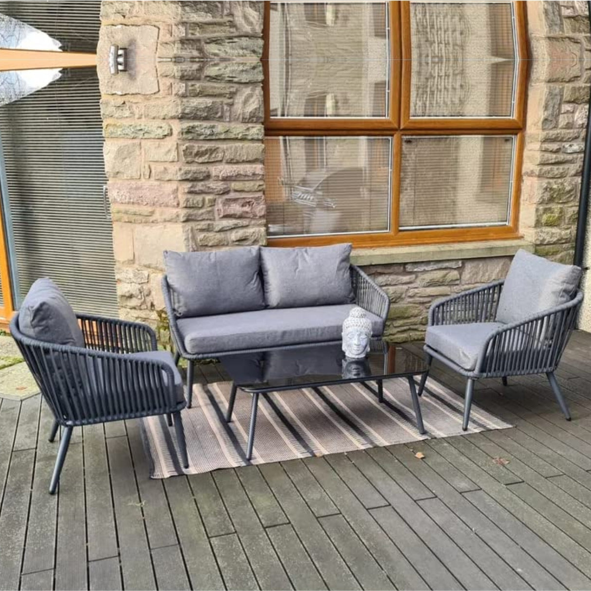 4 Piece Outdoor All-Weather Rope Sofa Set