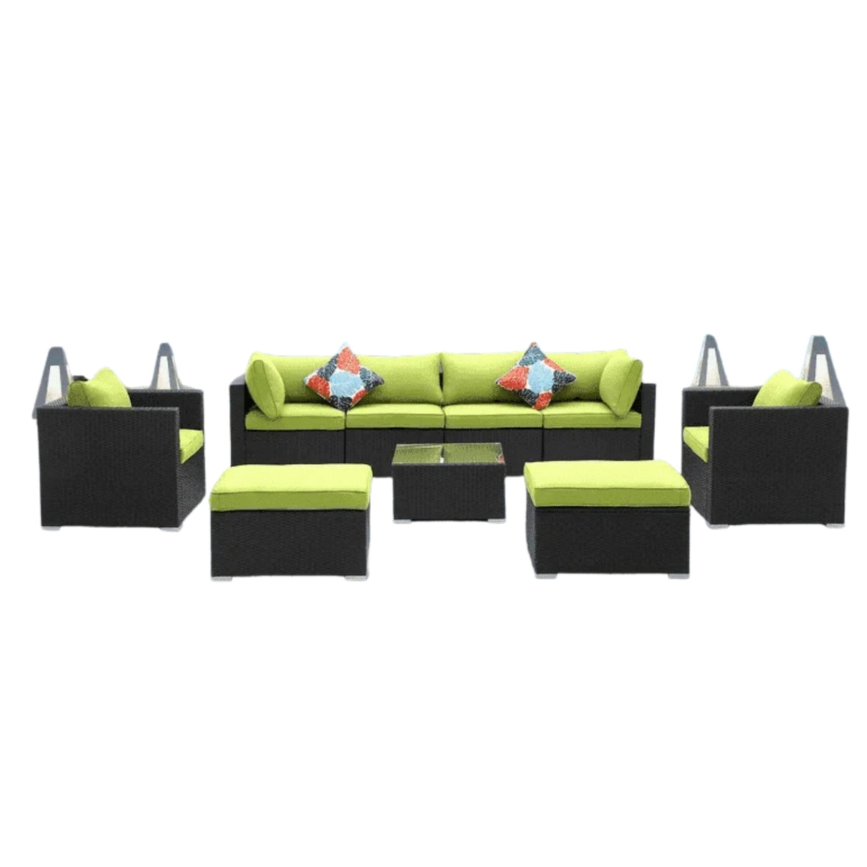 6-Piece Outdoor Conversation Set (Black & Green)