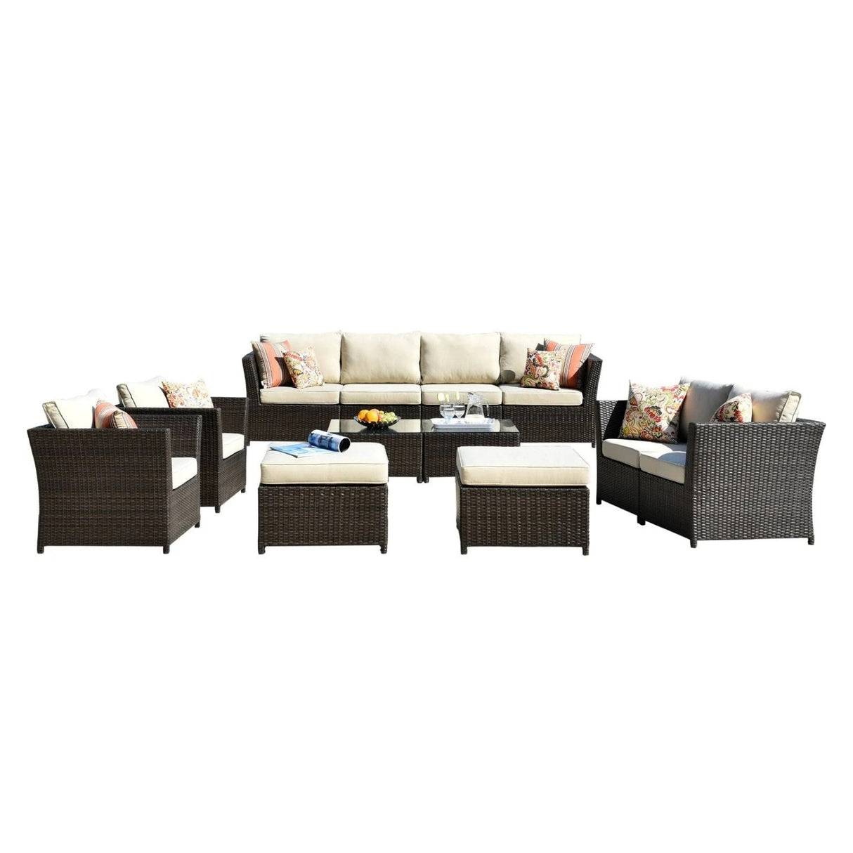Outdoor Wicker 10 Seater Sectional Sofa Set