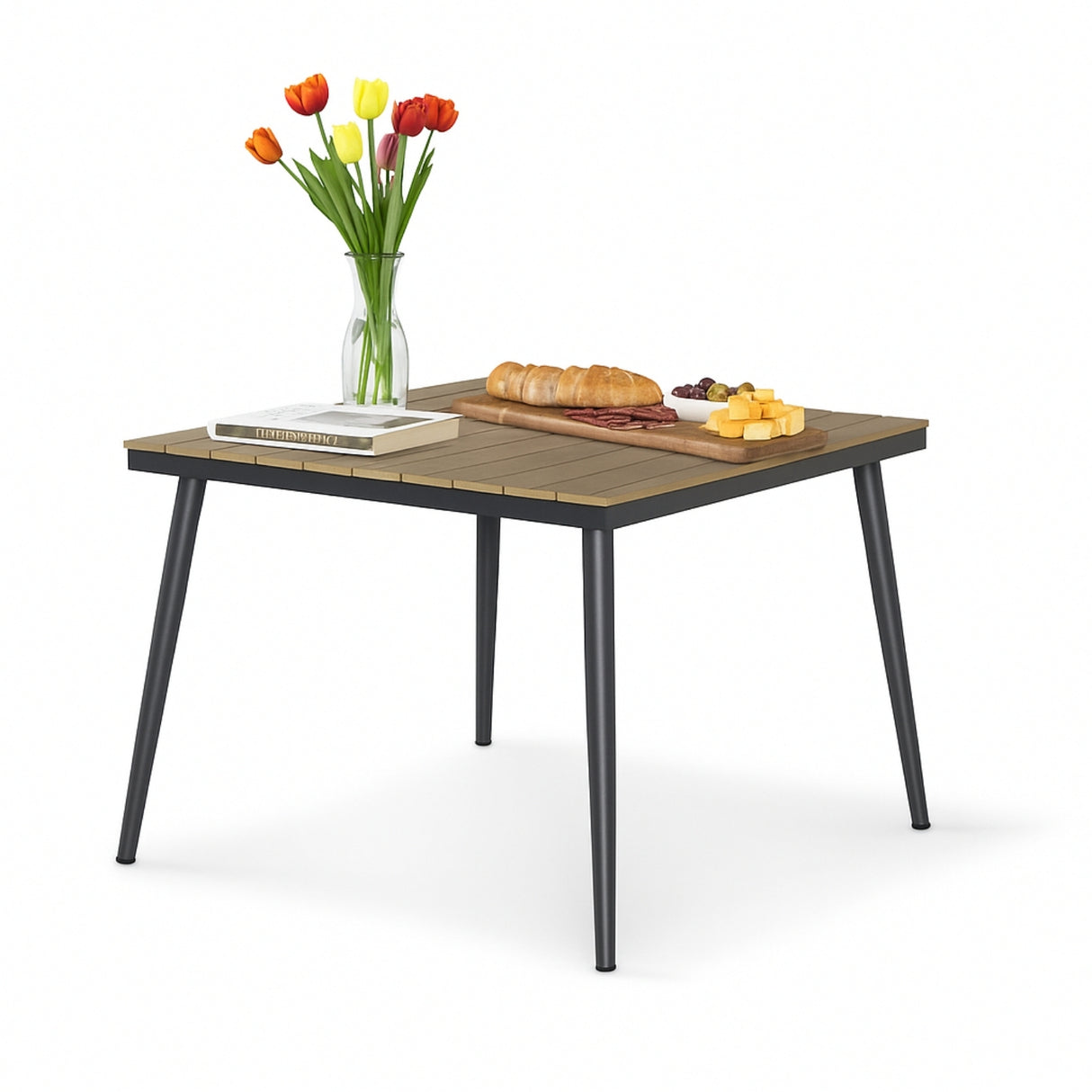 5-Piece Outdoor Patio Dining Set With Wooden Tabletop