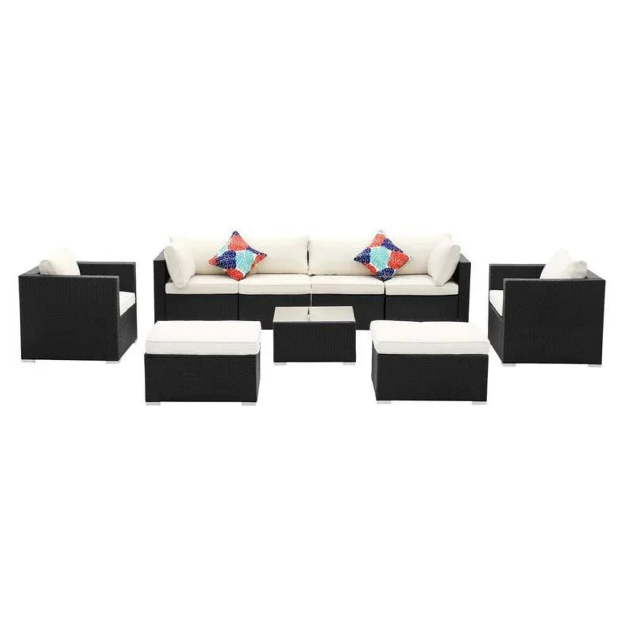 6-Piece Outdoor Conversation Set (Black & Off-White)