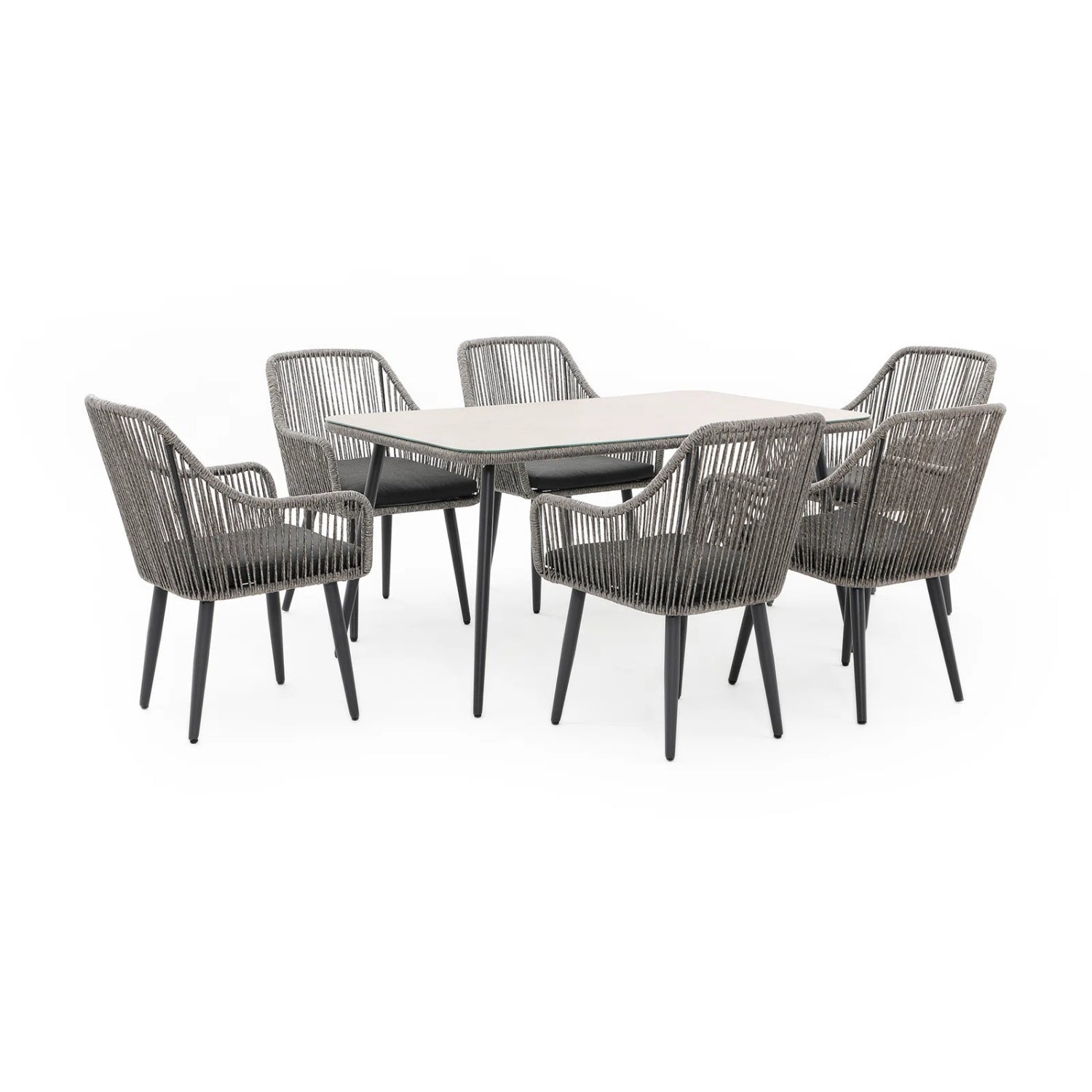 7-Piece Outdoor Patio Dining Set with Rope Chairs