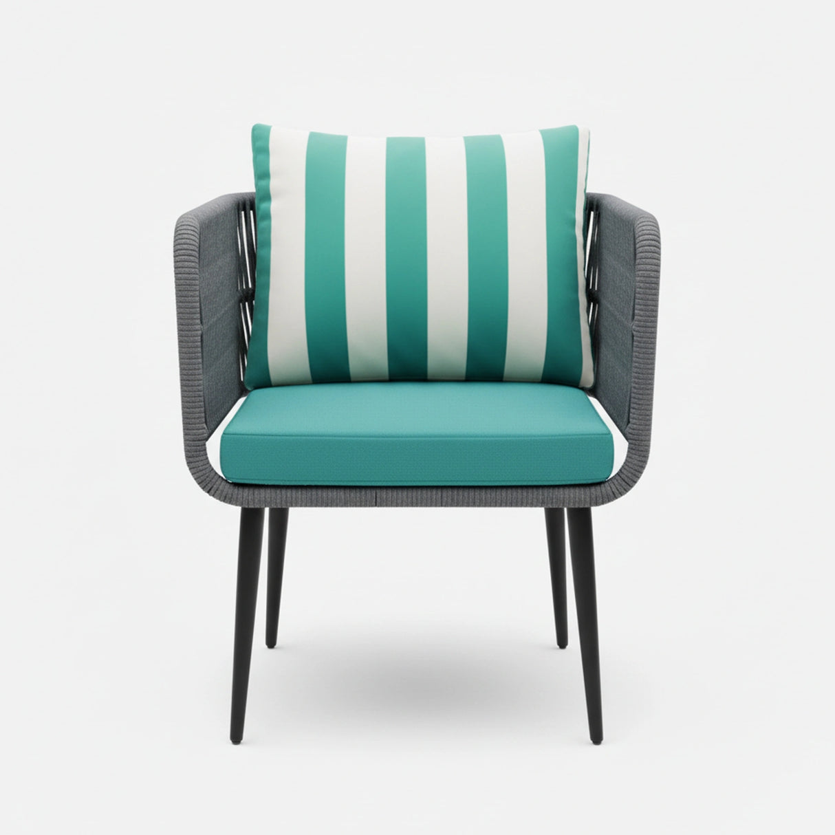 Outdoor 4-Seater Rope Conversation Set(Grey & Sky-blue)