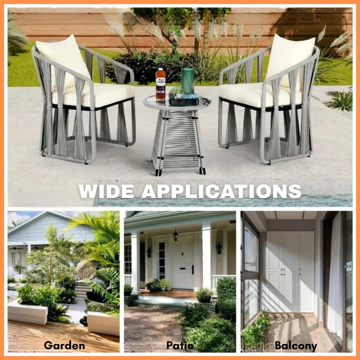 Outdoor Rope 3-Piece Patio Set