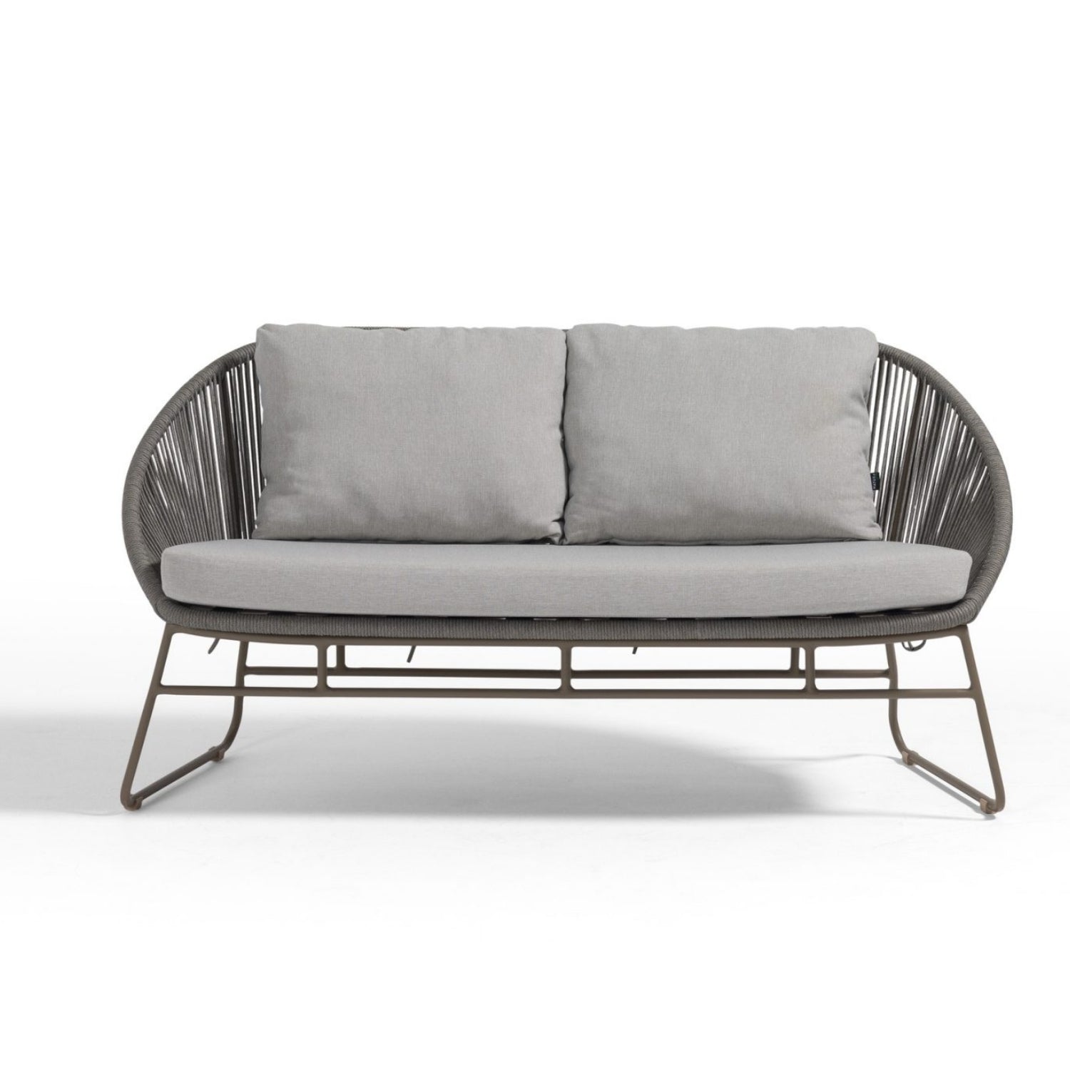 Outdoor Rope 4-Piece Patio Sofa Set with Glass Top Tables