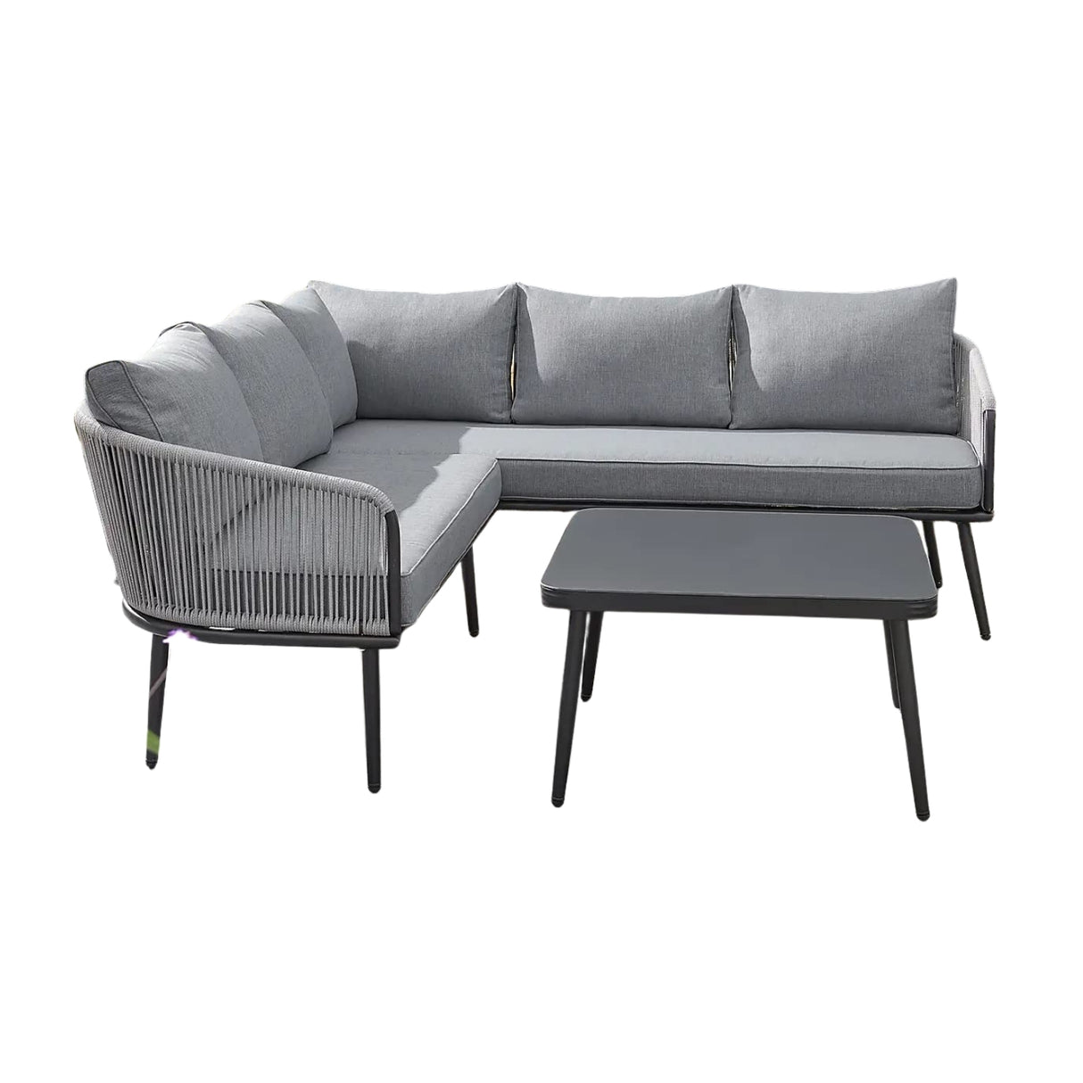 Outdoor Rope L-Shaped Conversation Sofa Set