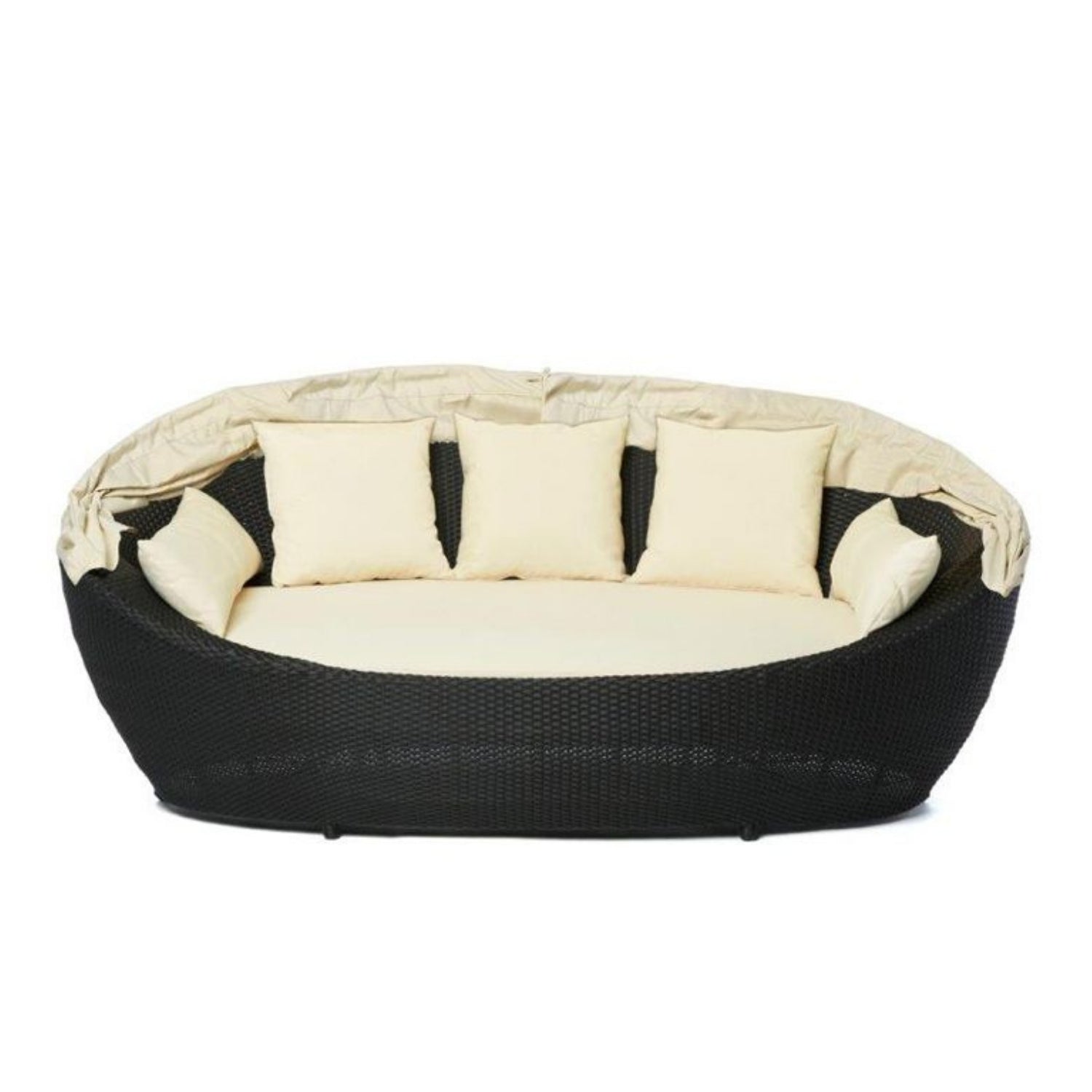 Outdoor All-Weather Wicker Patio Daybed with Retractable Canopy