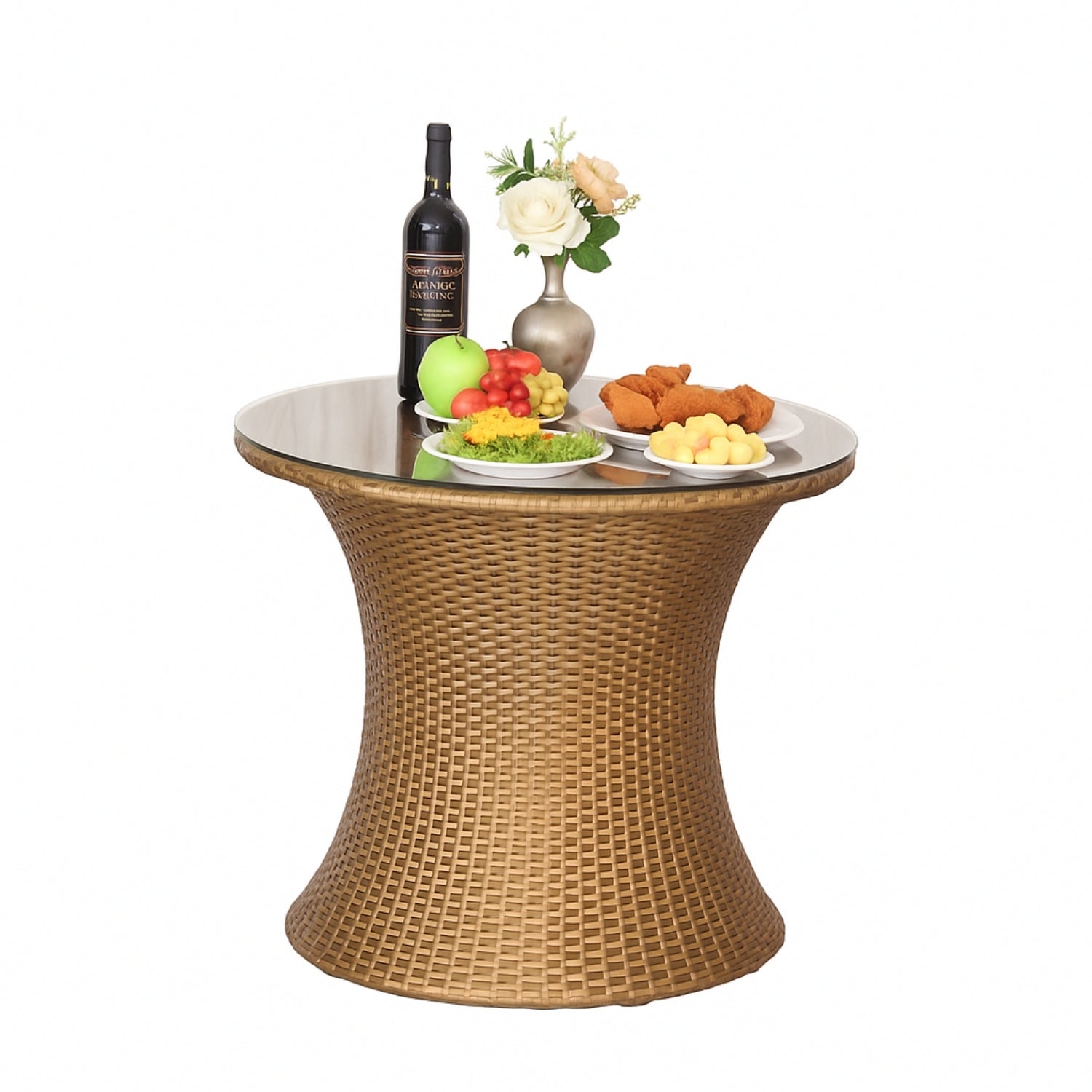 3-Piece Outdoor Rattan Wicker Patio Set (Golden)