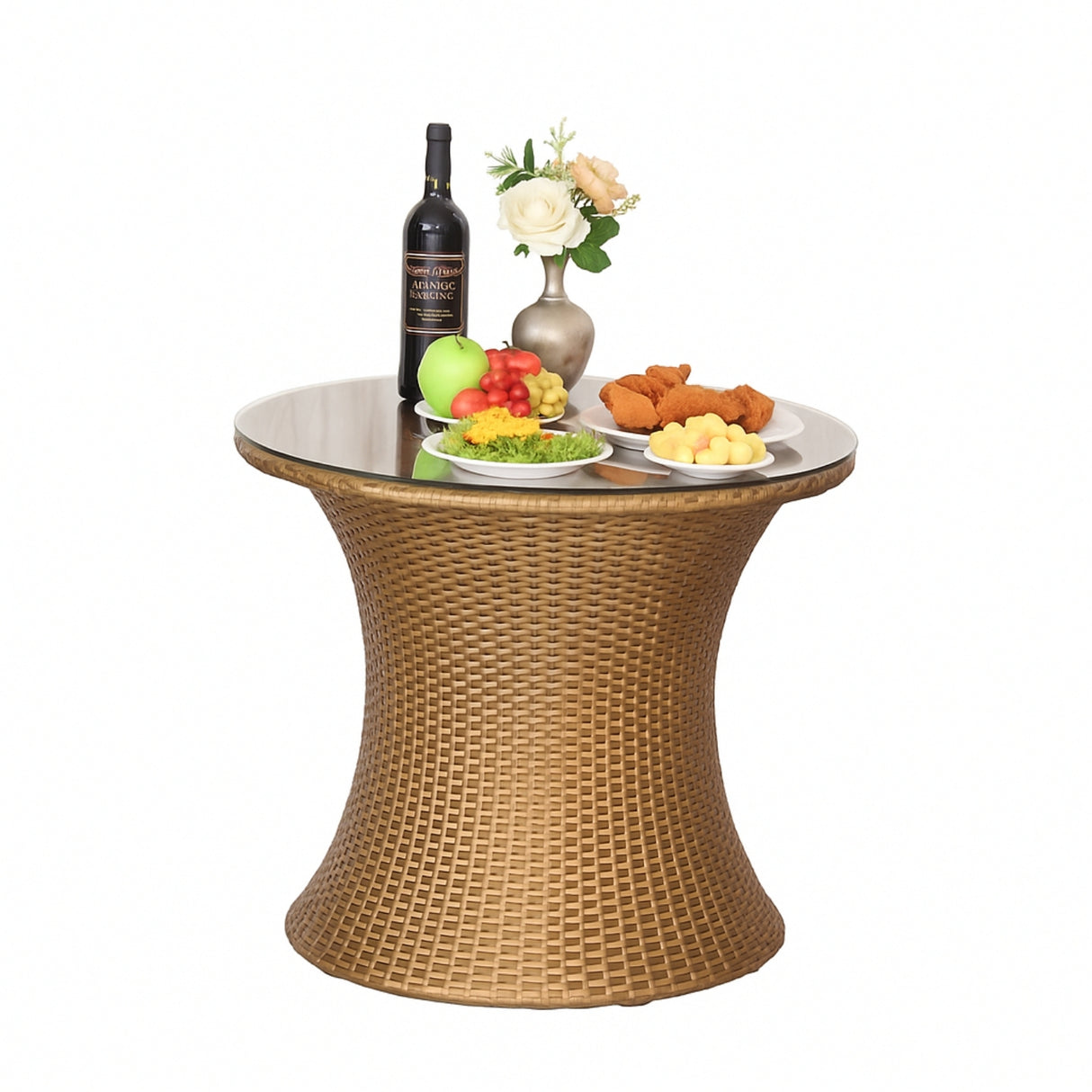 3-Piece Outdoor Rattan Wicker Patio Set (Golden)