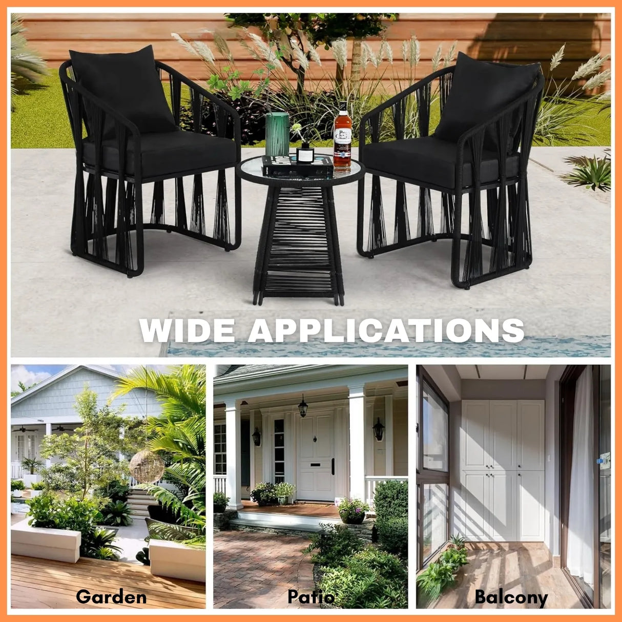 Outdoor Rope 3-Piece Patio Set