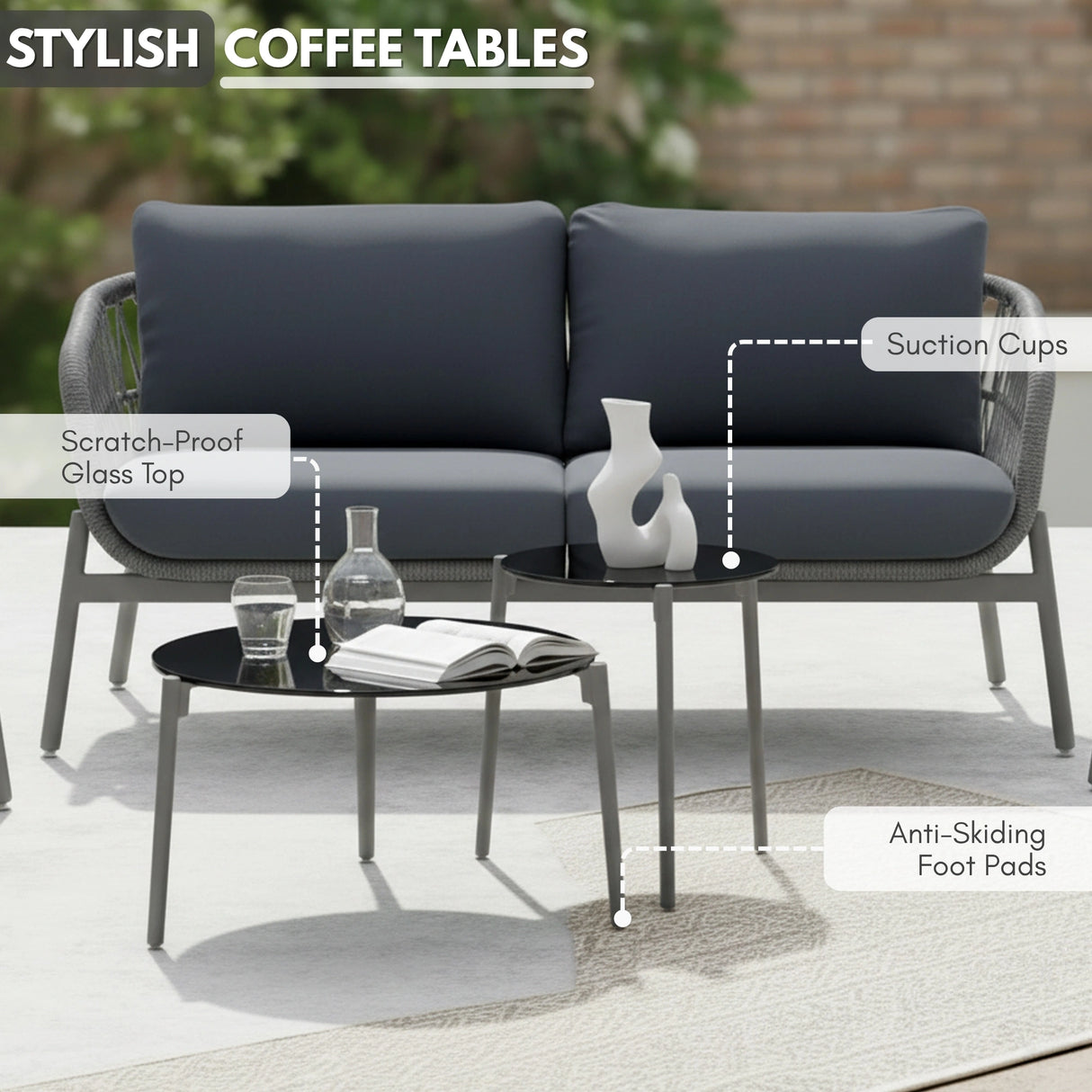 Outdoor 4 Seater Rope Conversation Sofa Set