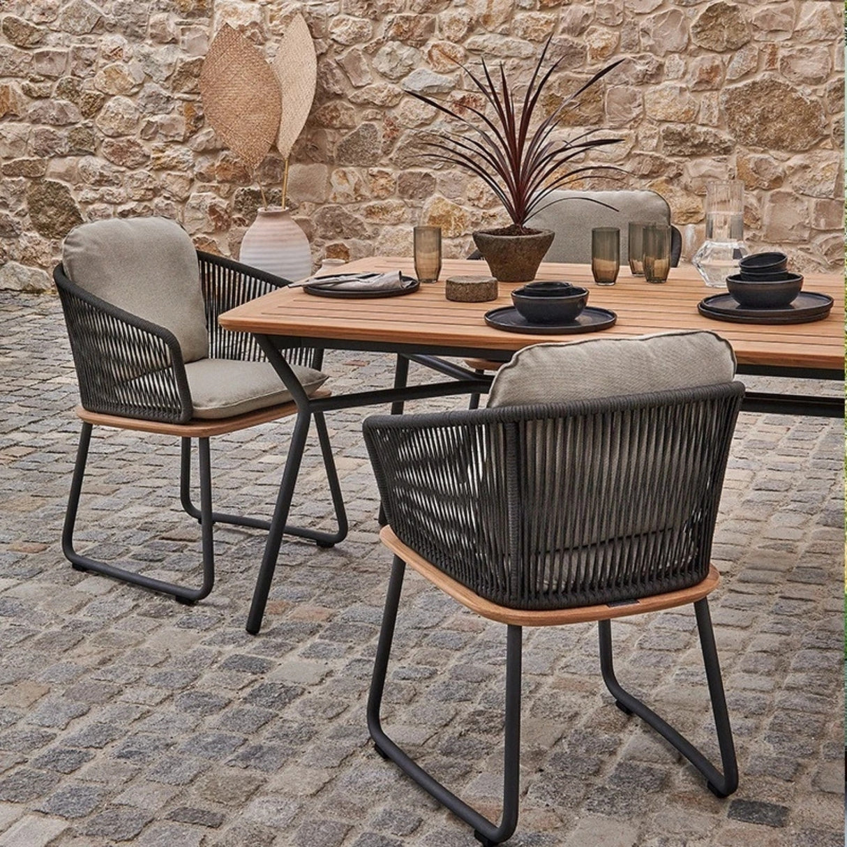 7-Piece Outdoor Patio Dining Set With Wooden Tabletop