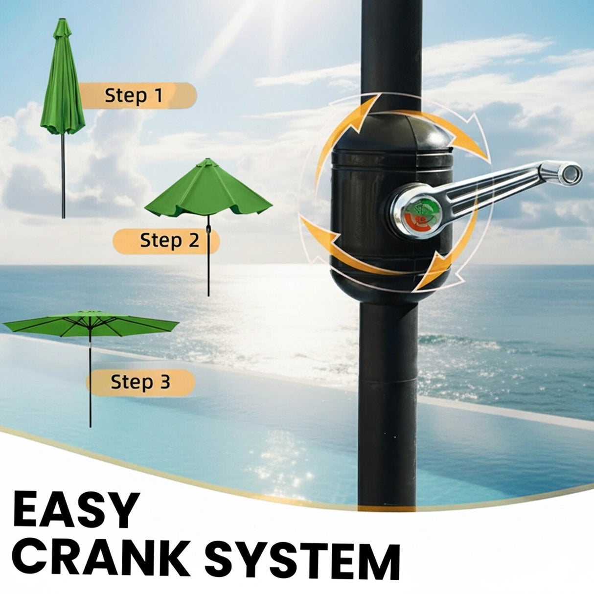 9ft Green Color Outdoor Patio Umbrella with Centre Pole