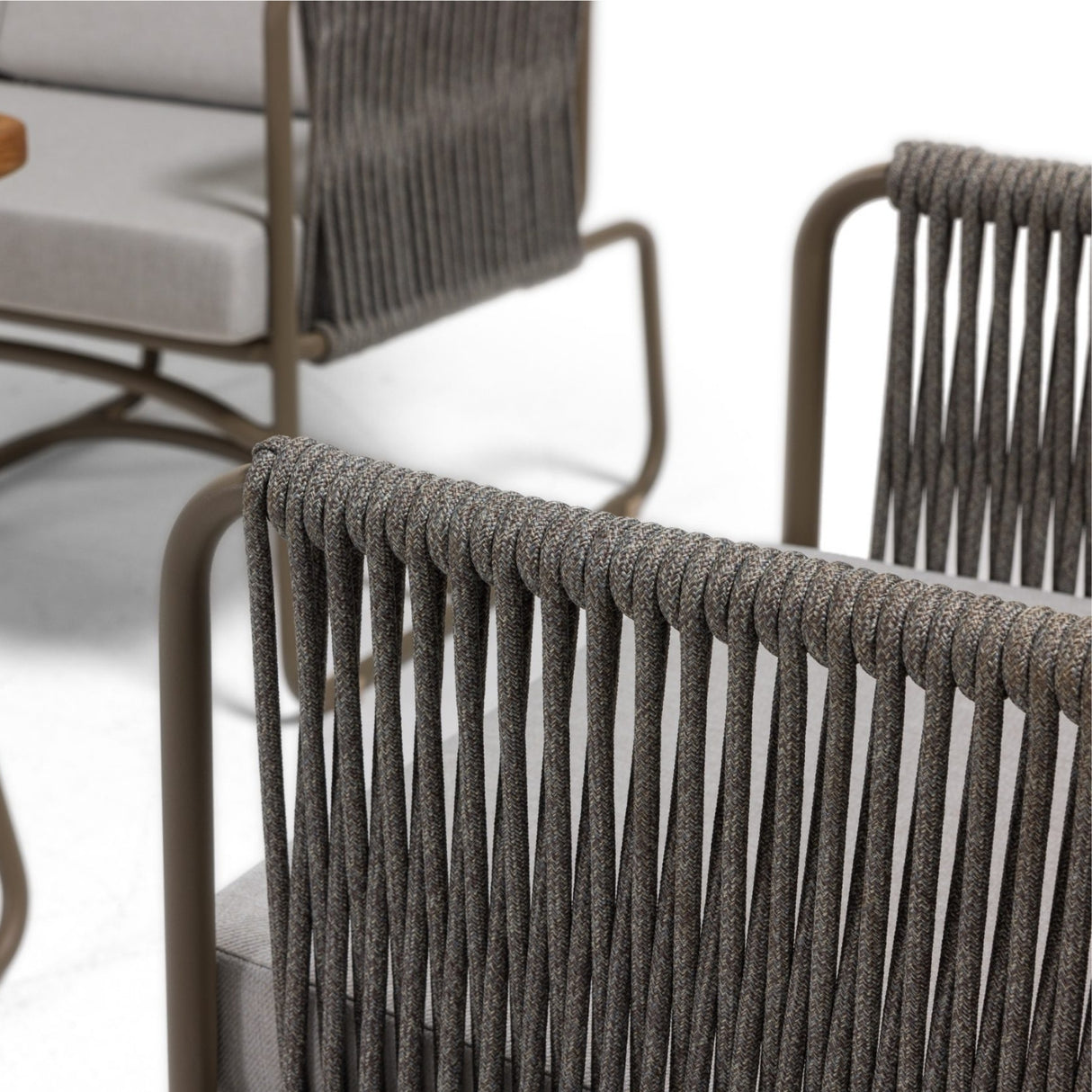 Outdoor Rope Loveseat Sofa Set With Wooden Top Table