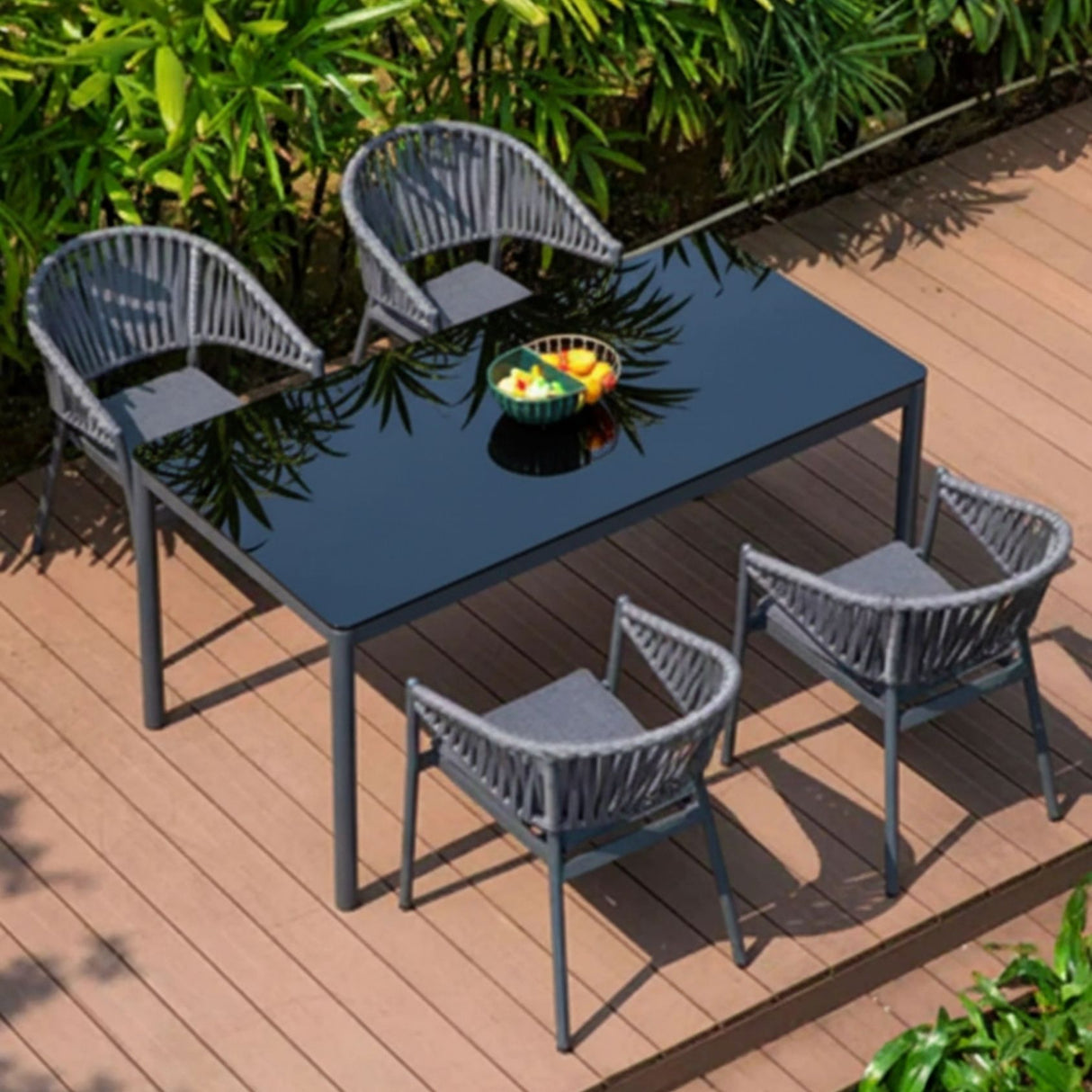 All Weather Resistant 5-Piece Outdoor Dining Set (Grey)