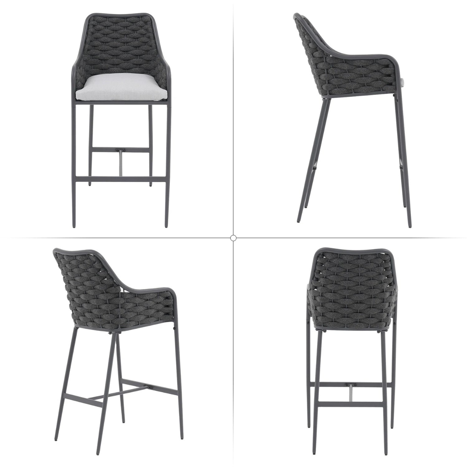 2-Piece Outdoor Rope Bar Chairs – Stylish Comfort Built to Last