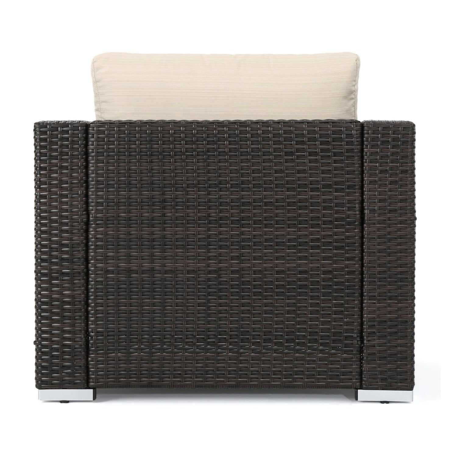 7-Piece Rattan Sectional Sofa Set (Dark Brown/Cream)