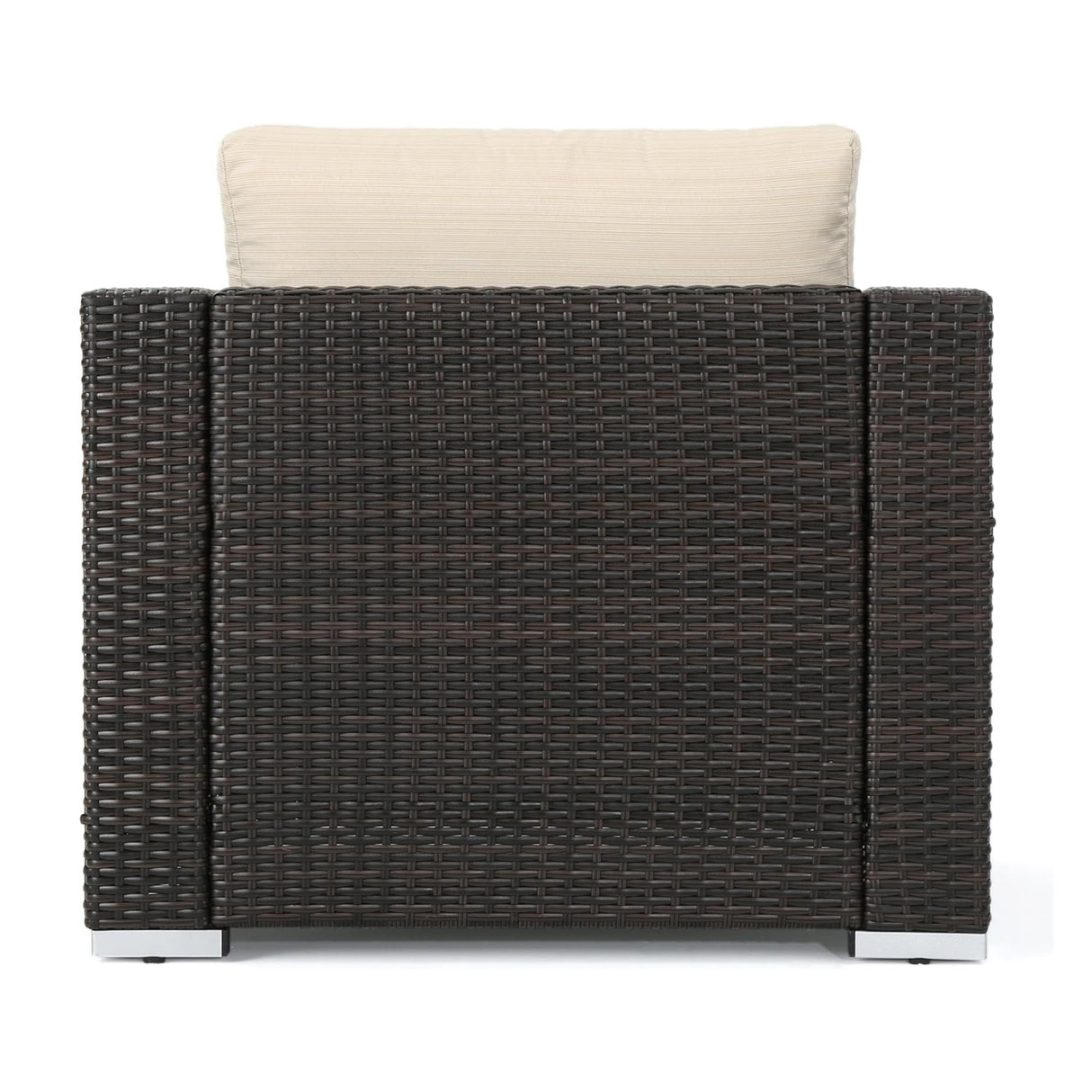 7-Piece Rattan Sectional Sofa Set (Dark Brown/Cream)