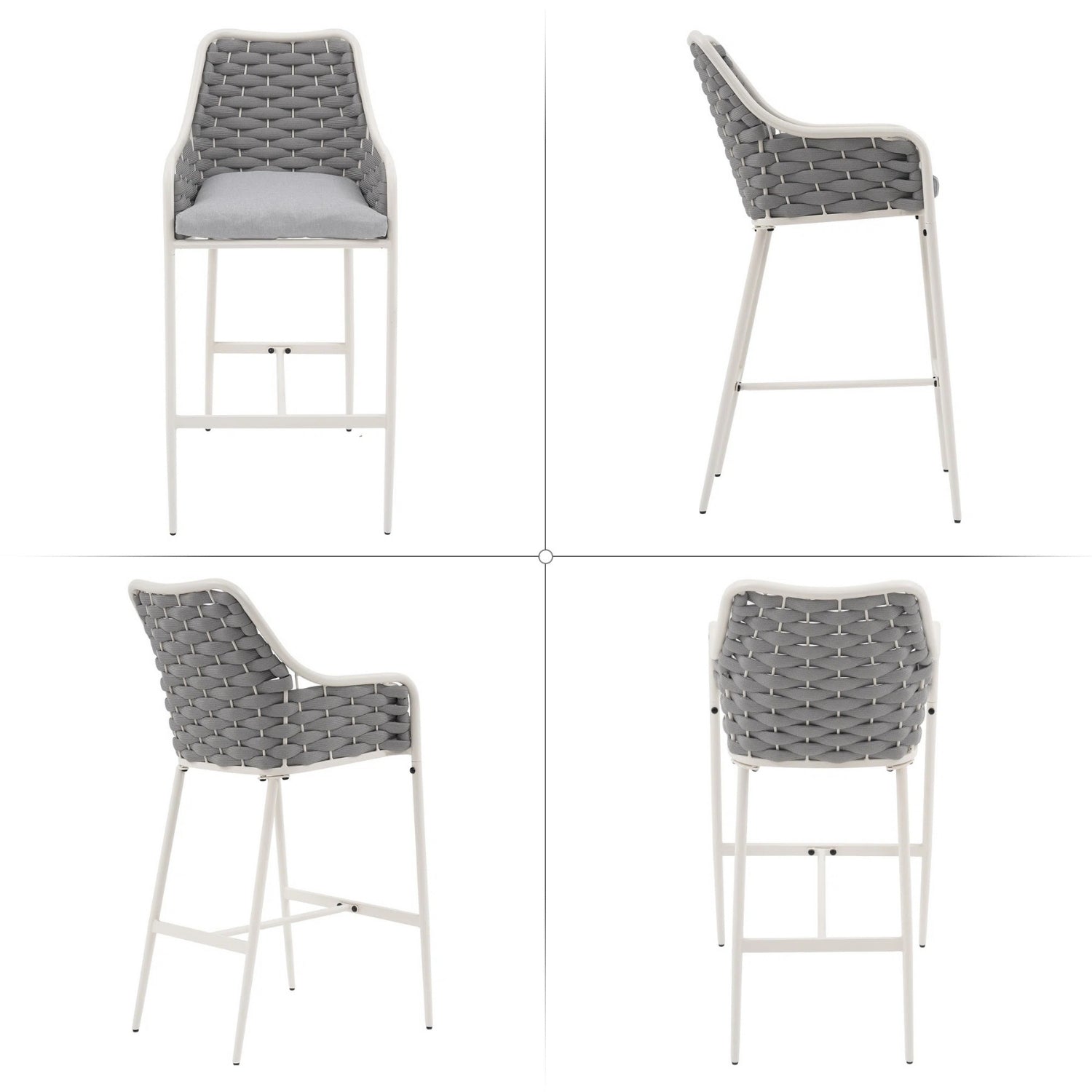 2-Piece Outdoor Rope Bar Chairs – Stylish Comfort Built to Last