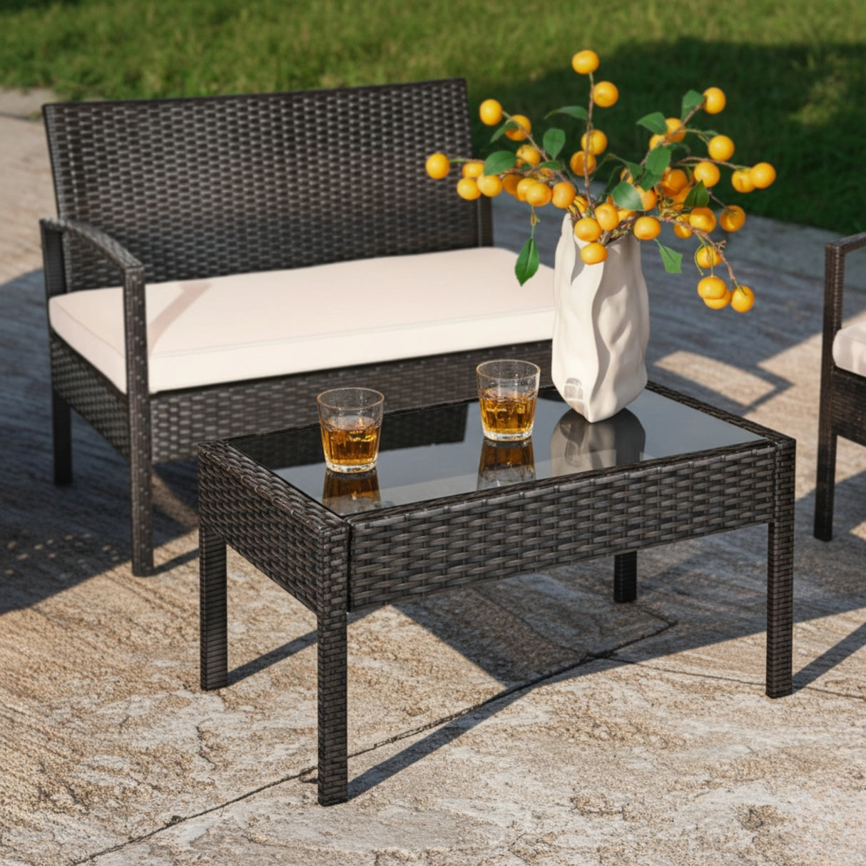 4 Pieces Patio Furniture Set, Outdoor Sectional Sofa