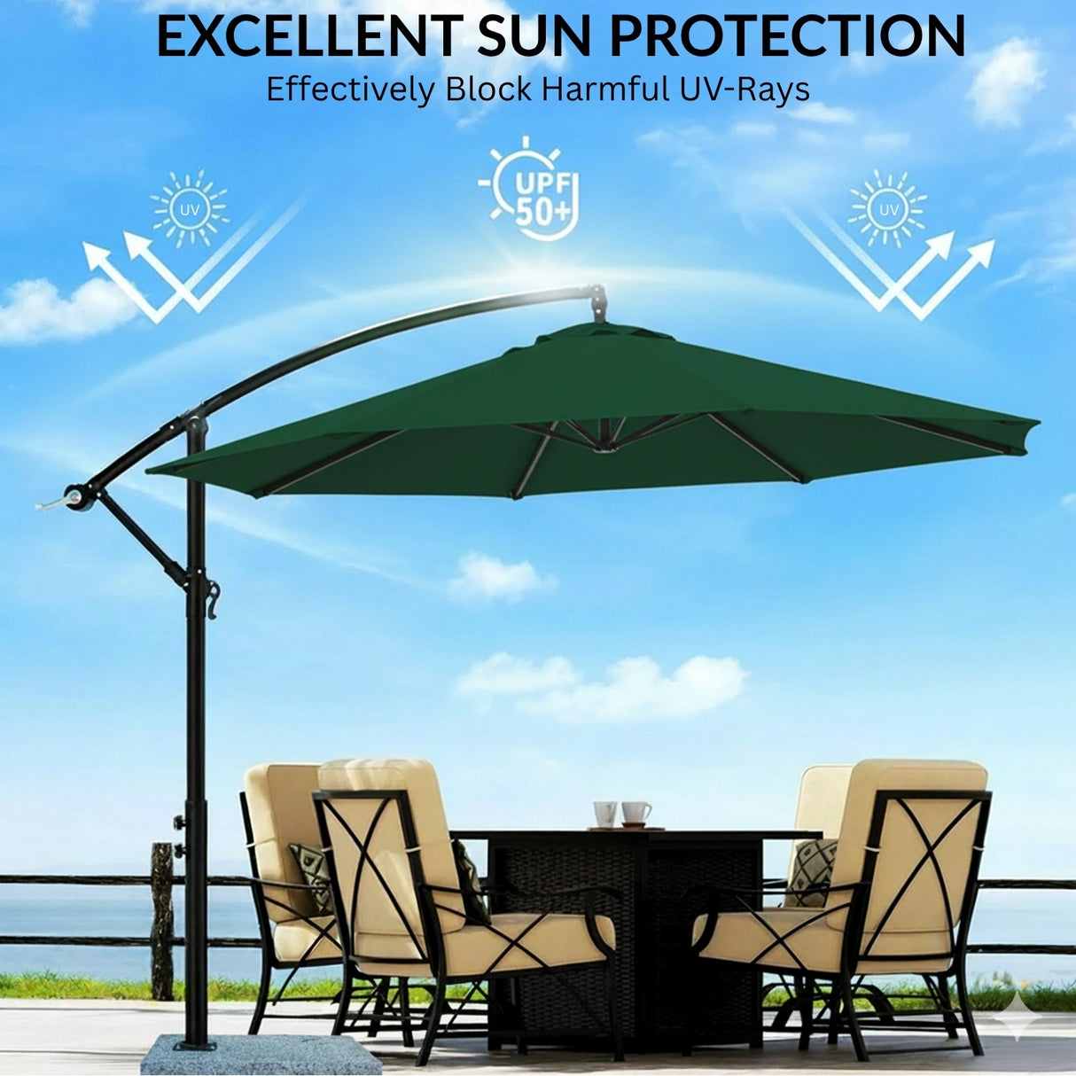 9 Ft Outdoor Offset Cantilever Patio Umbrella with Granite Base