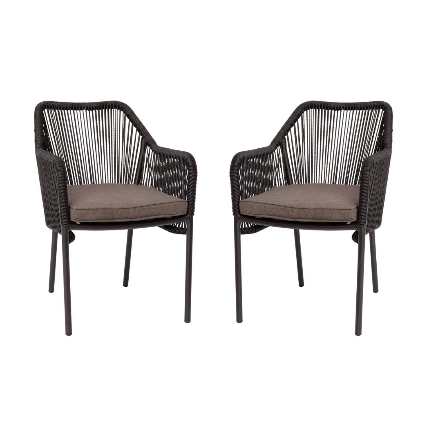2-Piece Outdoor Rope Patio Dining Chairs