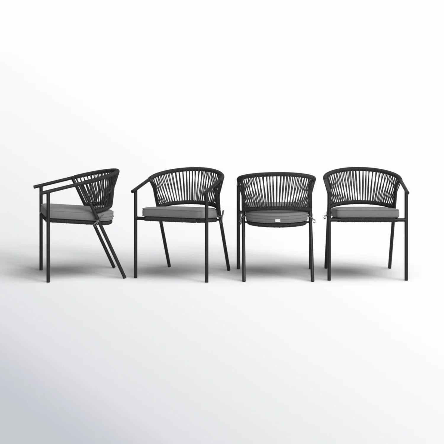 4-Piece Outdoor Rope Patio Dining Chairs