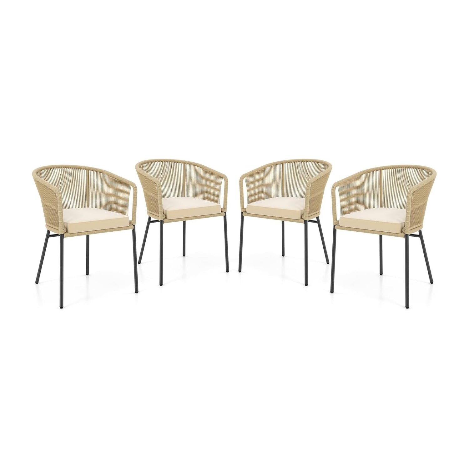 4-Piece Outdoor Rope Patio Dining Chairs