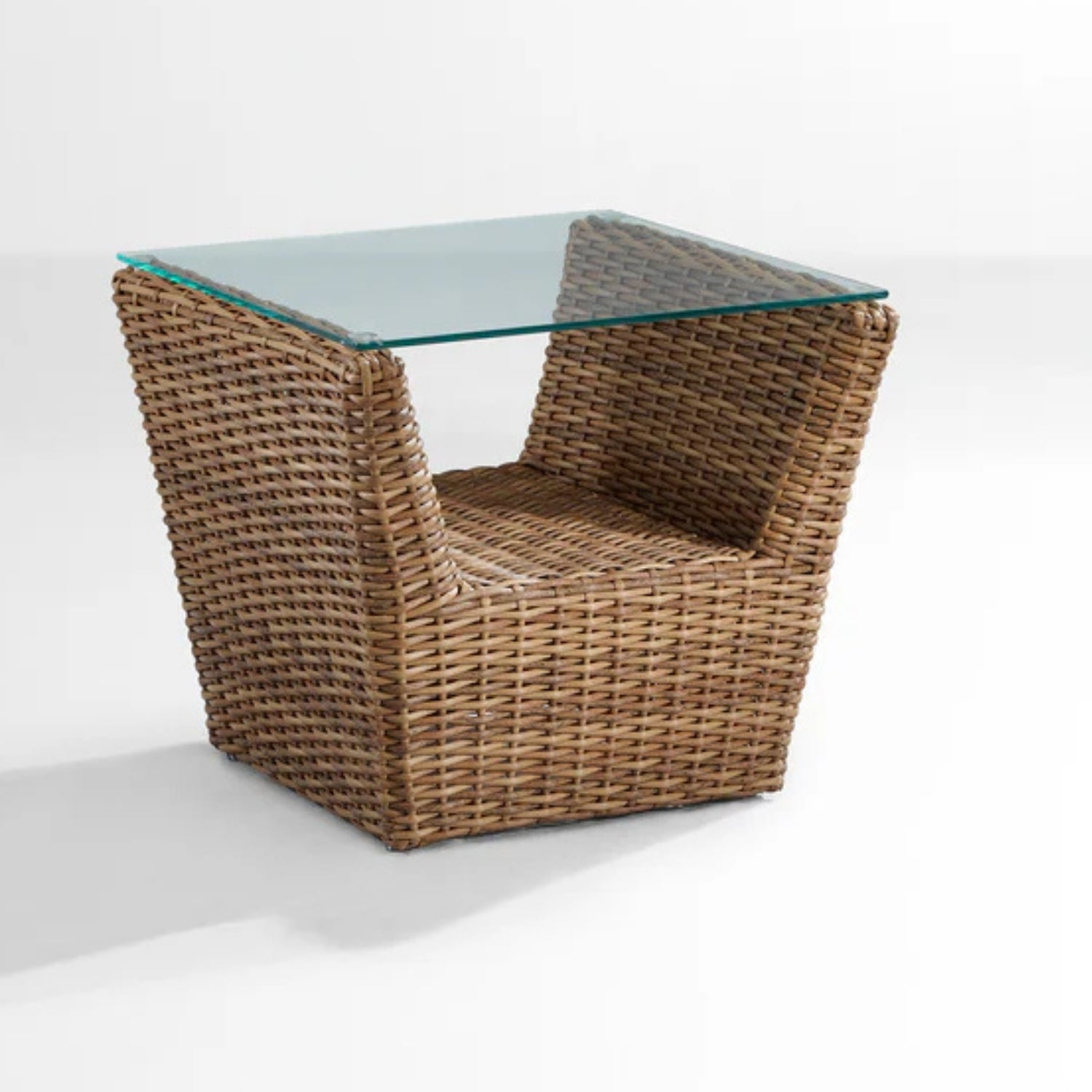 5-Piece Outdoor Wicker Sofa Set With 2-Tier Glass Top Tables