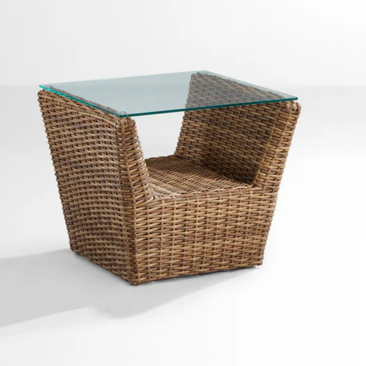 5-Piece Outdoor Wicker Sofa Set With 2-Tier Glass Top Tables