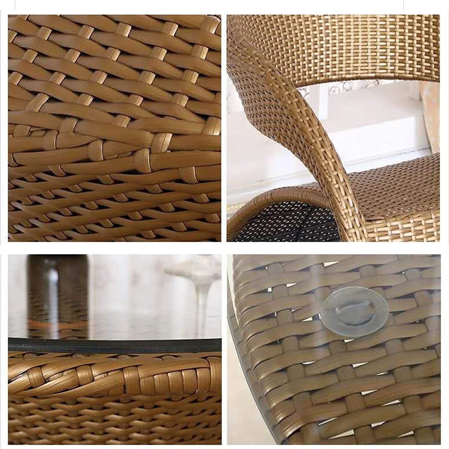 3-Piece Outdoor Rattan Wicker Patio Set (Golden)