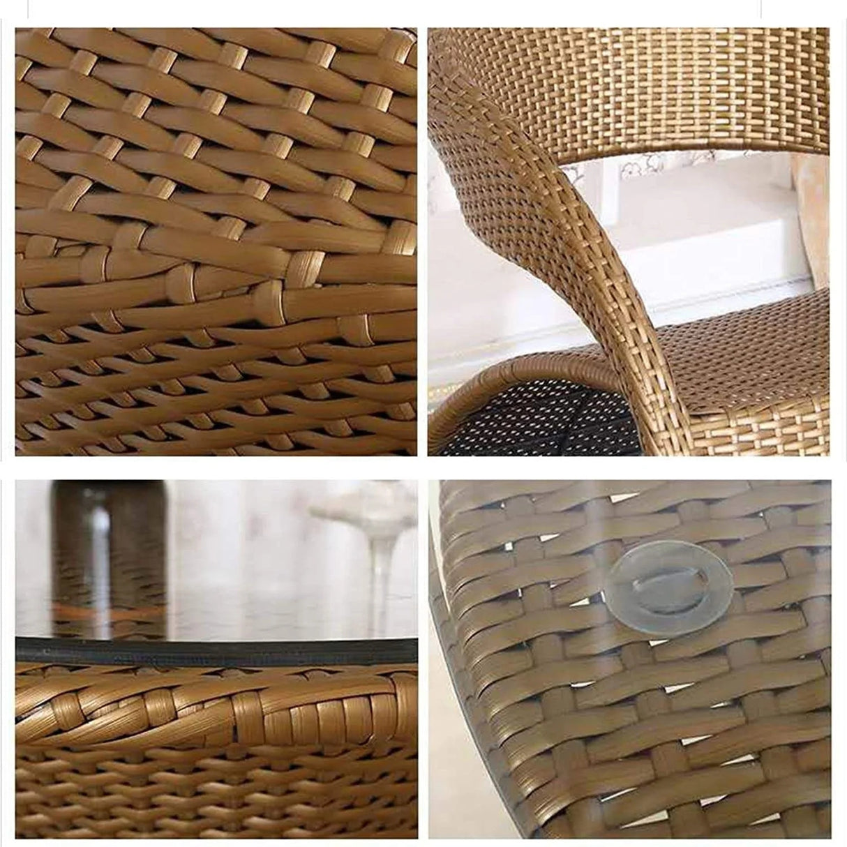 3-Piece Outdoor Rattan Wicker Patio Set (Golden)