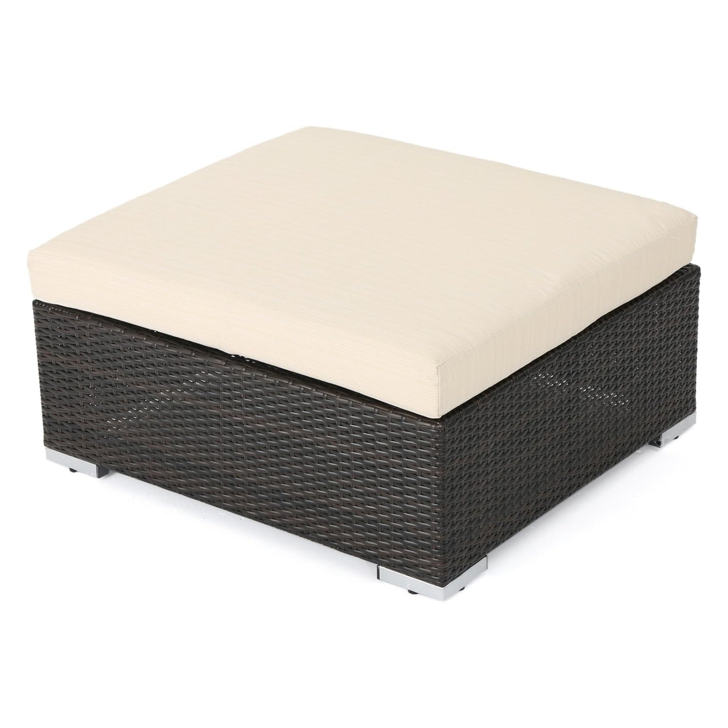 7-Piece Rattan Sectional Sofa Set (Dark Brown/Cream)