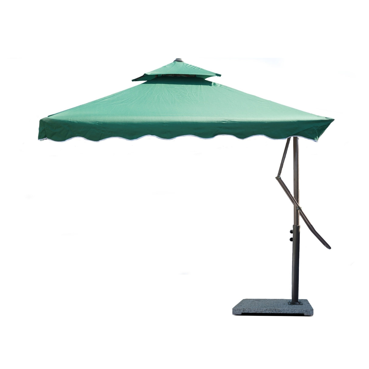 10ft Side Pole Square Shape Outdoor Umbrella With Marble Base (Green)