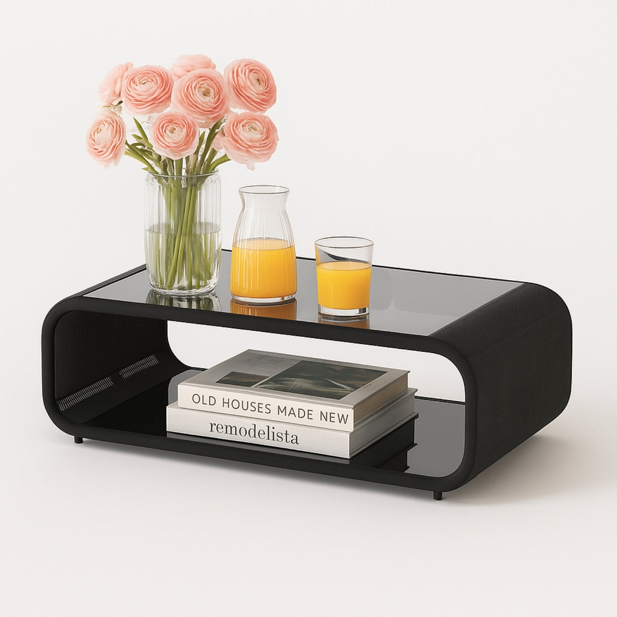 Outdoor Braided Rope Sofa Set With 2-Tier Glass Top Table