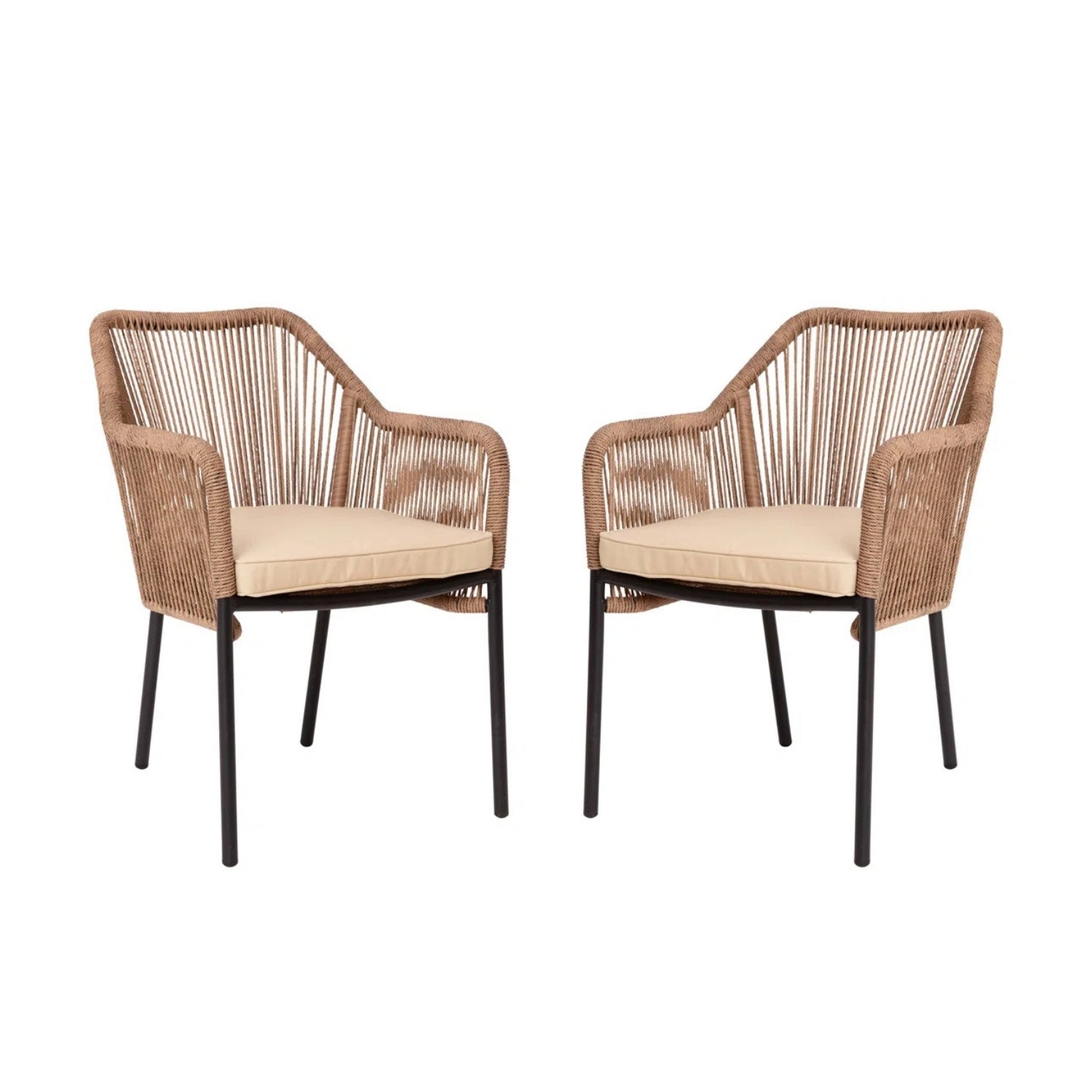 2-Piece Outdoor Rope Patio Dining Chairs