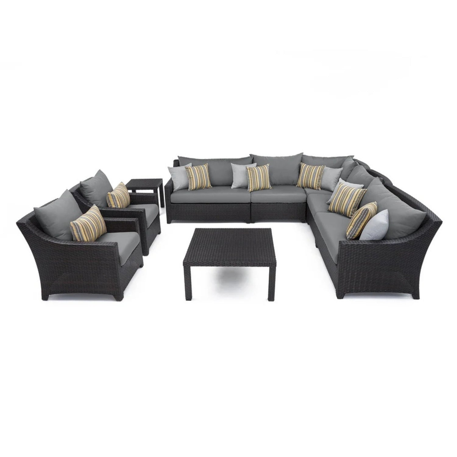 All Weather Outdoor Wicker Garden L-Shape Sectional Conversation Set