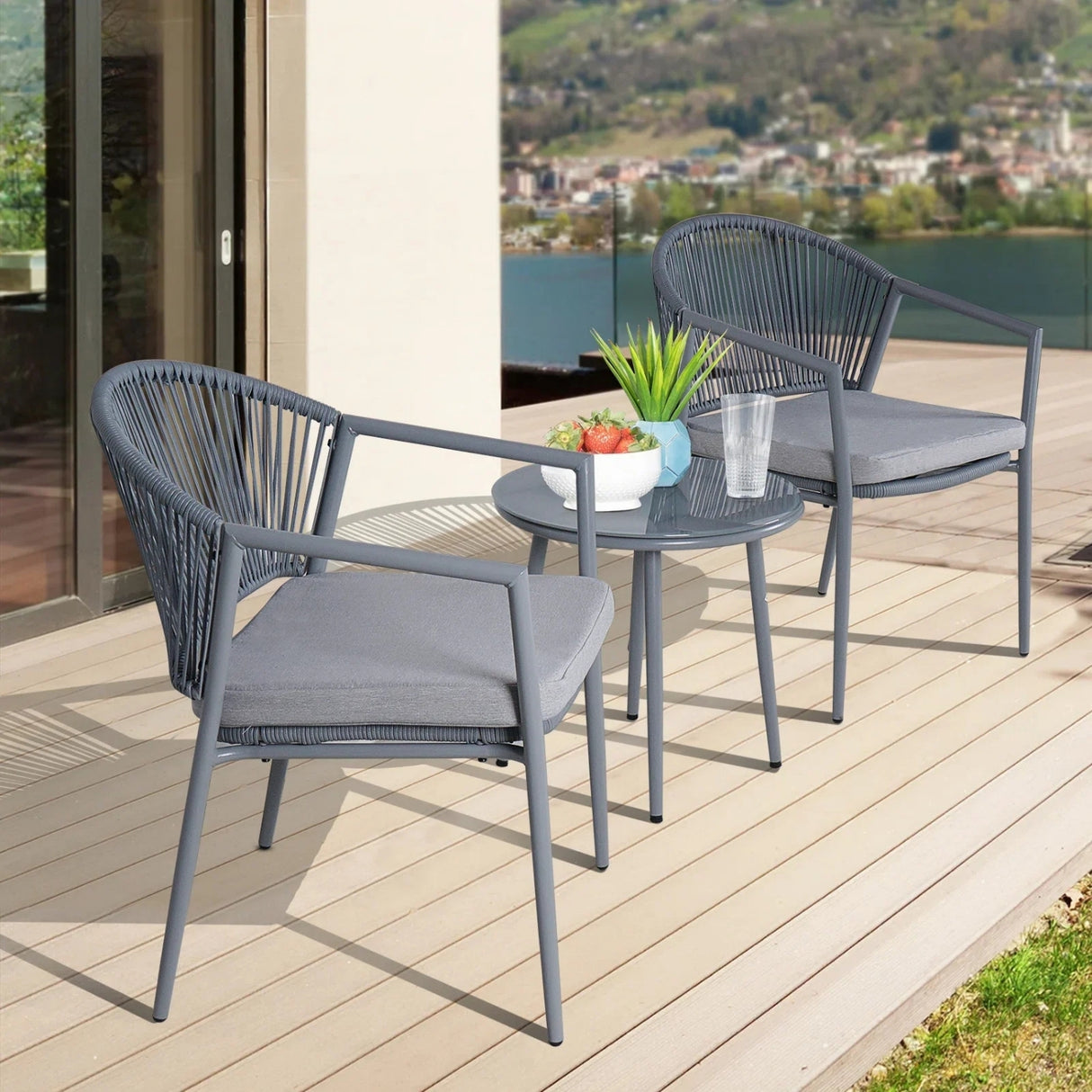3 Piece Garden Outdoor Rope Patio Set