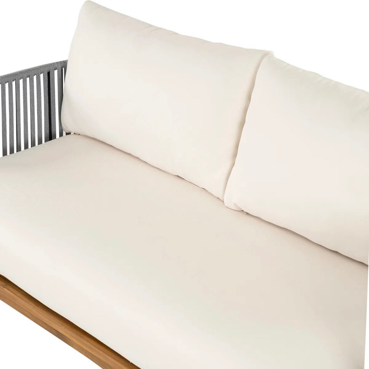 Outdoor 6-Piece Rope Woven Conversation Sofa Set with Wooden Top Table