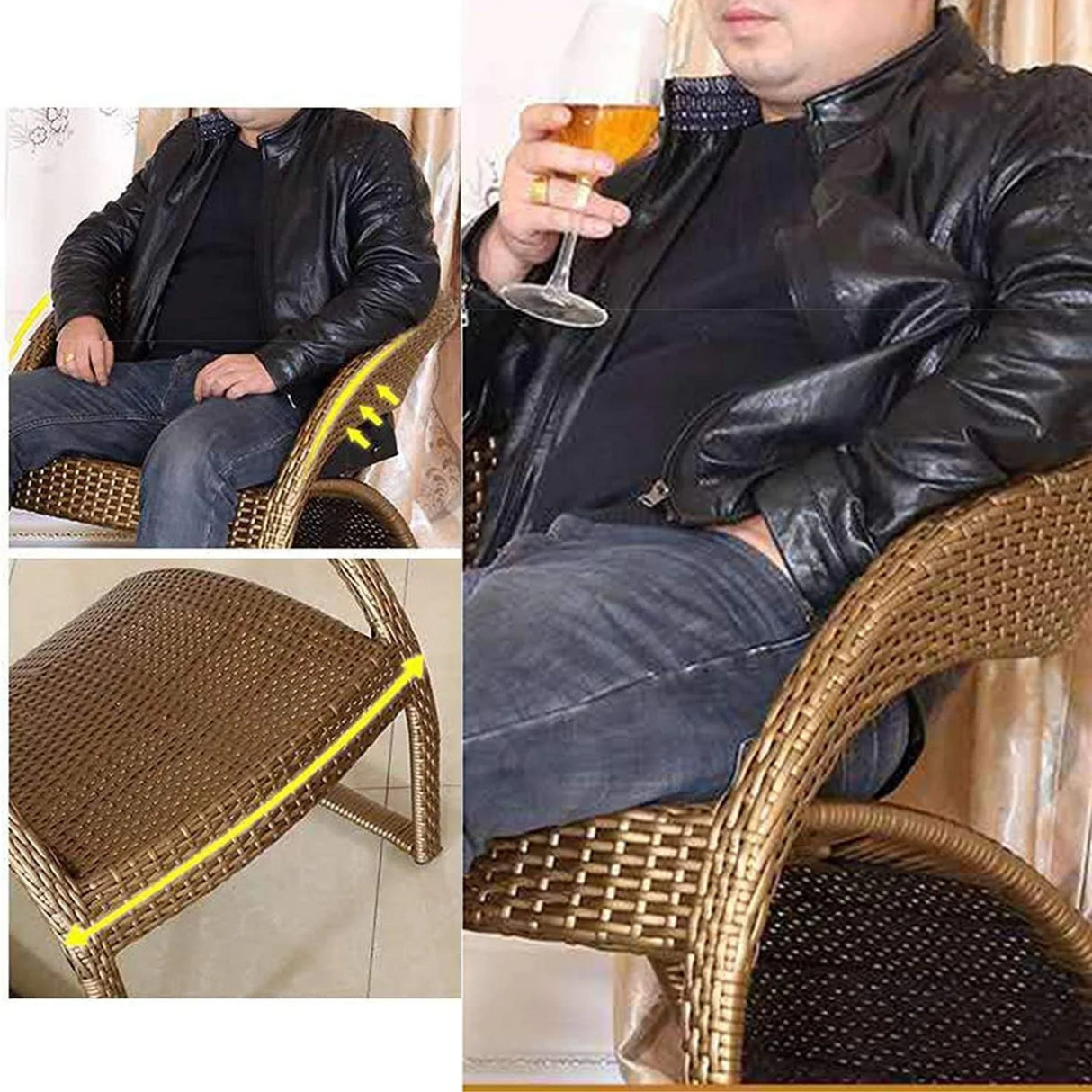 3-Piece Outdoor Rattan Wicker Patio Set (Golden)