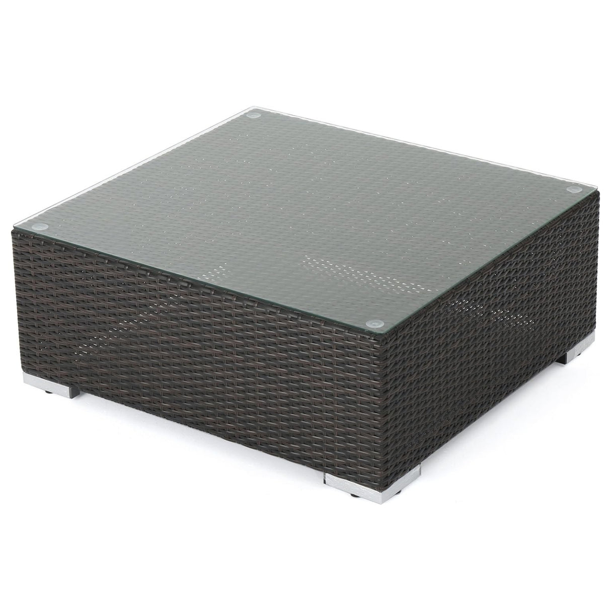 7-Piece Rattan Sectional Sofa Set (Dark Brown/Cream)