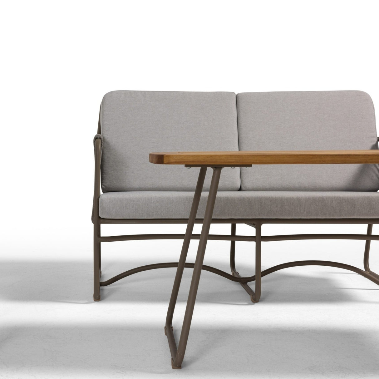 Outdoor Rope Loveseat Sofa Set With Wooden Top Table