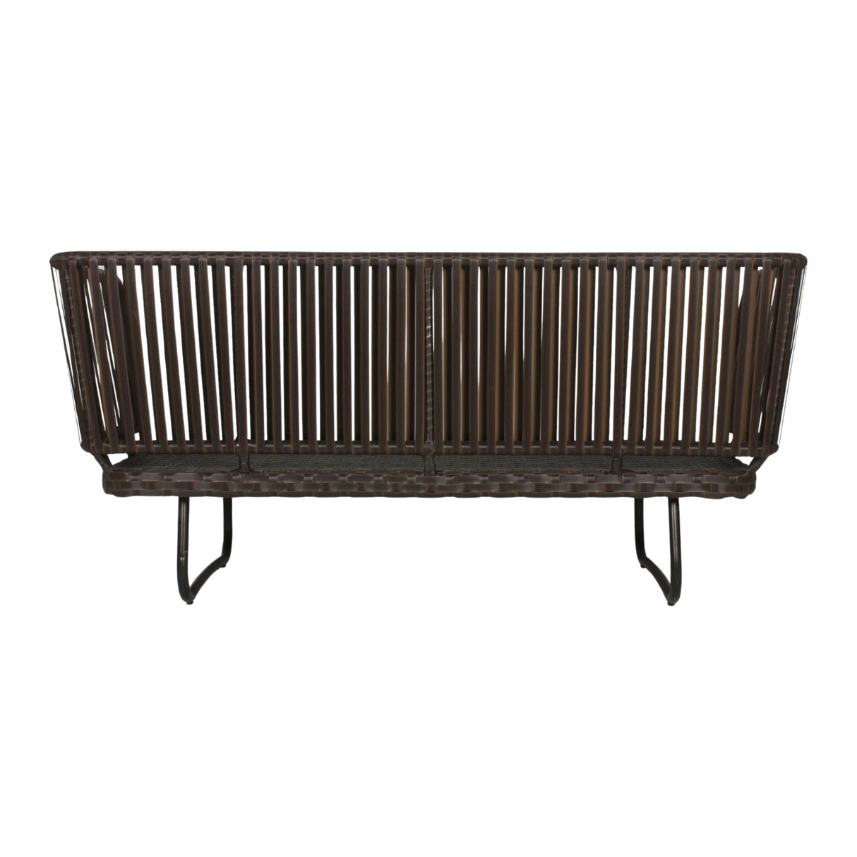 Outdoor Rope 4-Piece Patio Sofa Set with Wicker Top Table (Brown & White)