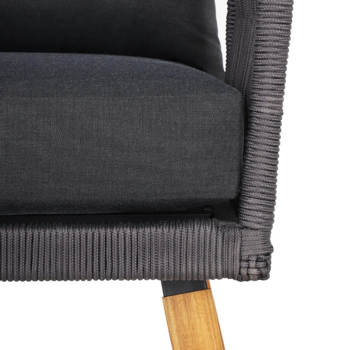 4-Piece Outdoor Rope Patio Furniture Set with Wood-Top Table