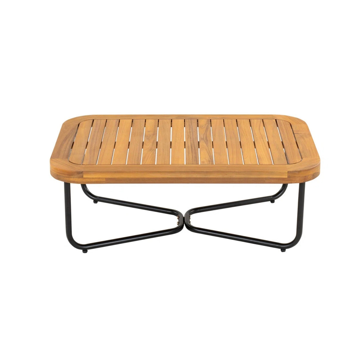 Outdoor 4-Piece Rope Woven Conversation Sofa Set with Wooden Top Table