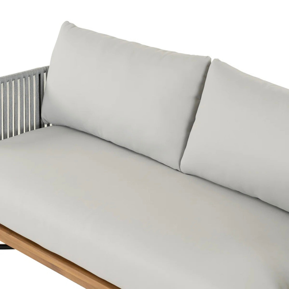 Outdoor 4-Piece Rope Woven Conversation Sofa Set with Wooden Top Table