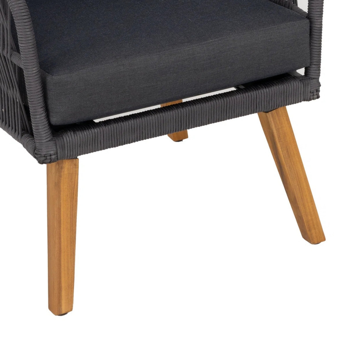 4-Piece Outdoor Rope Patio Furniture Set with Wood-Top Table